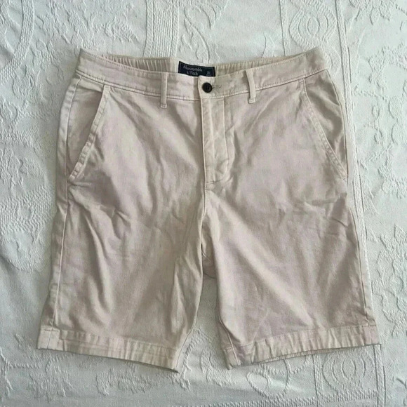 Abercrombie & Fitch Chino Shorts Mens 31 Light Pink Stretch Flat Front Preppy - Picture 10 of 10